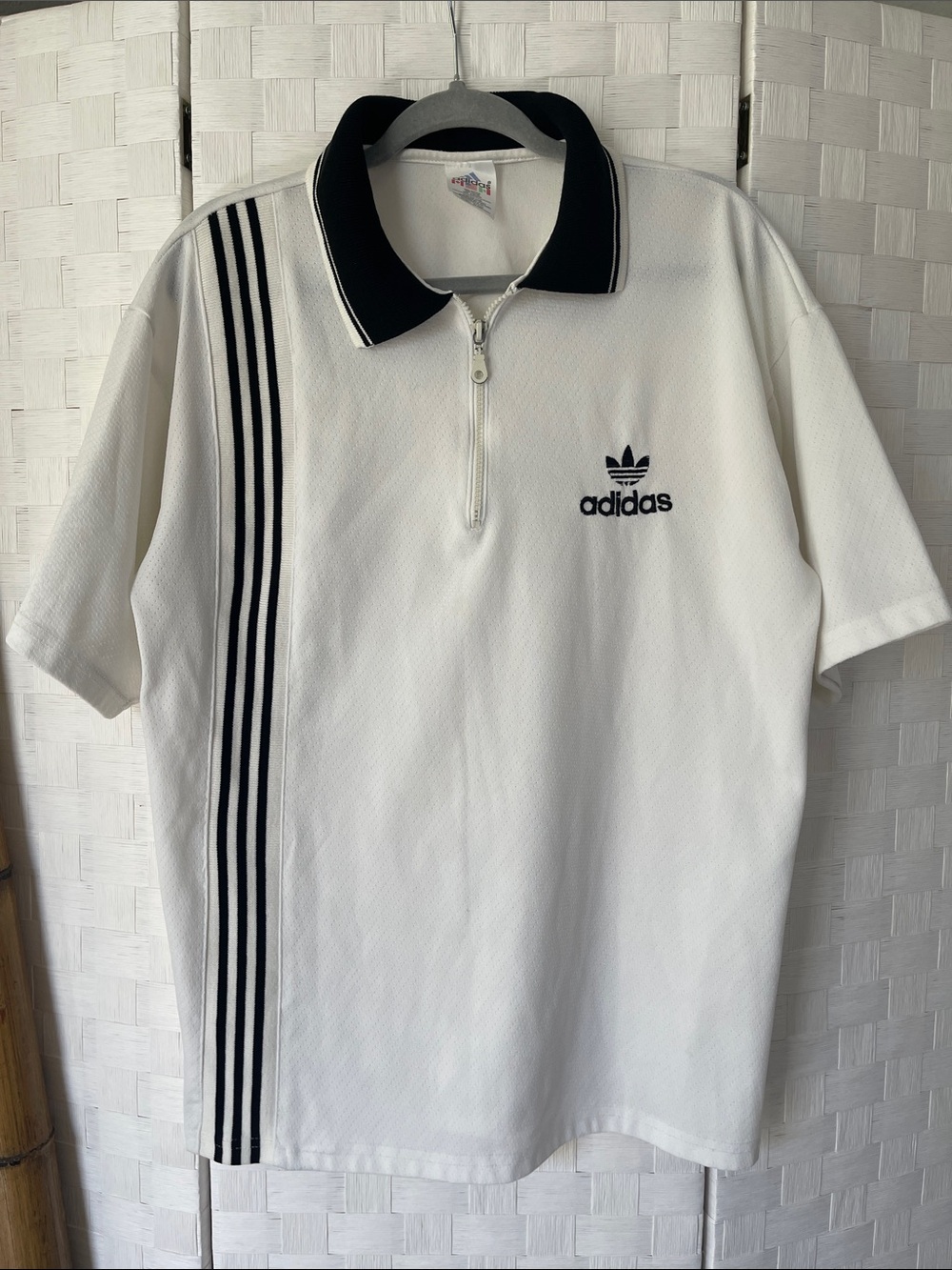 Vintage Adidas 3stripe Trefoil Logo Polo Shirt